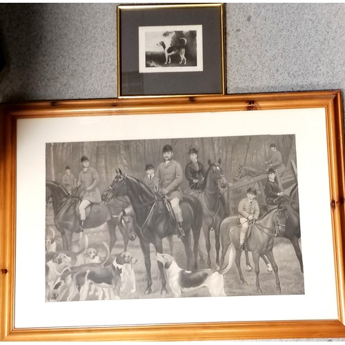 673 - Dog engraving - The Brocklesby Rallywood t/w large framed fox hunt scene - 23