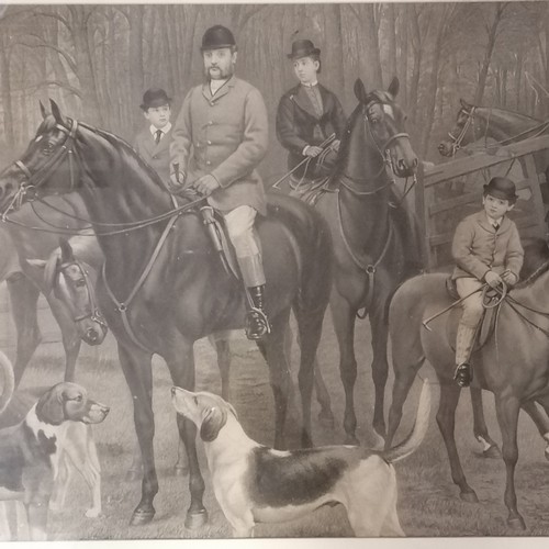 673 - Dog engraving - The Brocklesby Rallywood t/w large framed fox hunt scene - 23