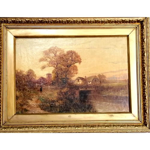 683 - Oil painting on canvas by W Richards (aka Francis F Jamieson (1895-1950)) of countryside near Epping... 