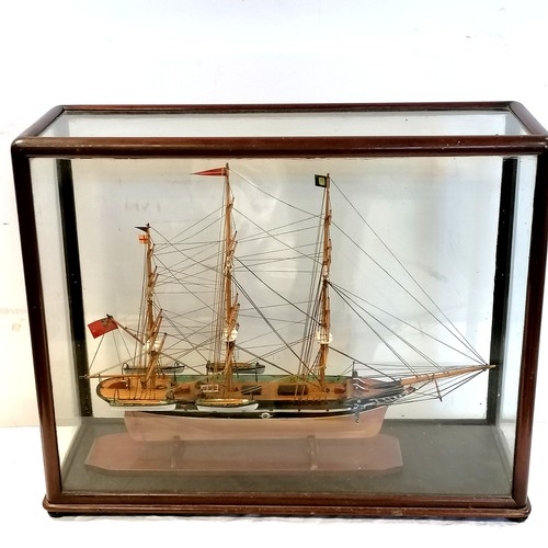 725 - Antique mahogany cased model of a tall masted ship - 21