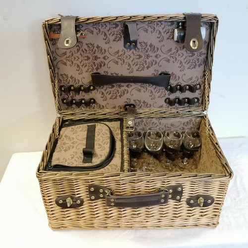 727 - Wicker picnic hamper with part contents - 19½