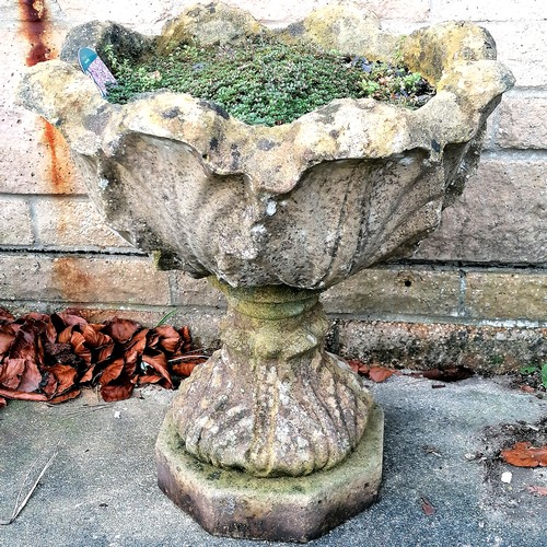 765 - Pair of 2-part pedestal urns with weathered patina - 20