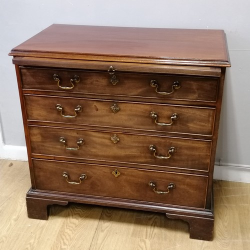 600A - Antique mahogany chest of drawers with brush slide. Crack to top and both sides