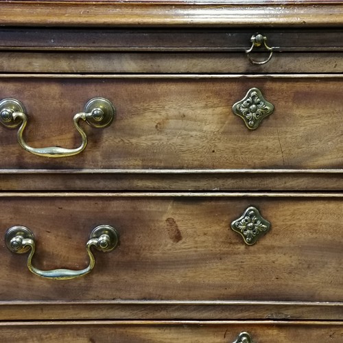 600A - Antique mahogany chest of drawers with brush slide. Crack to top and both sides