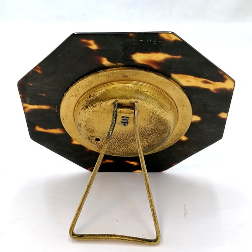 467 - Tortoiseshell octagonal framed desktop barometer with easel stand back - 4