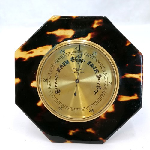 467 - Tortoiseshell octagonal framed desktop barometer with easel stand back - 4