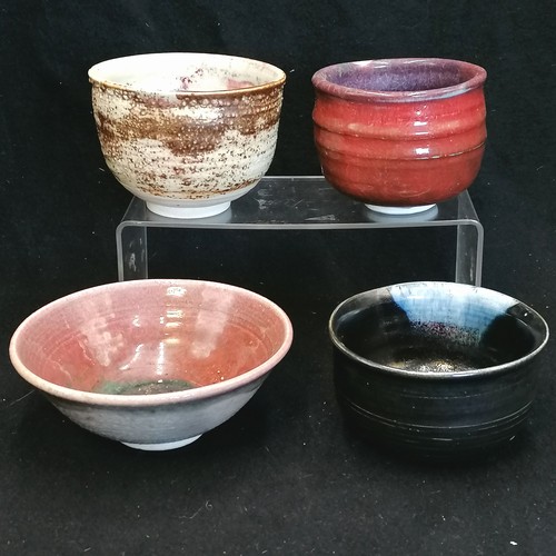 568 - 4 x studio pottery bowls (2 are signed C Huc, 2 are unmarked but all were bought directly by the ven... 