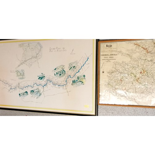 632 - 2 x framed fishing maps ~ Underberg Himeville trout fishery (19