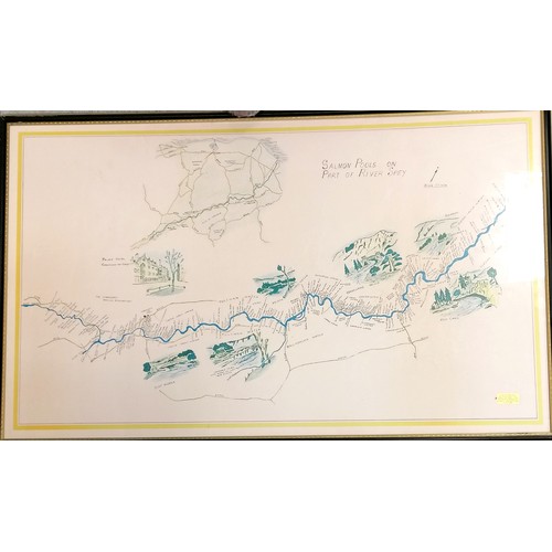 632 - 2 x framed fishing maps ~ Underberg Himeville trout fishery (19