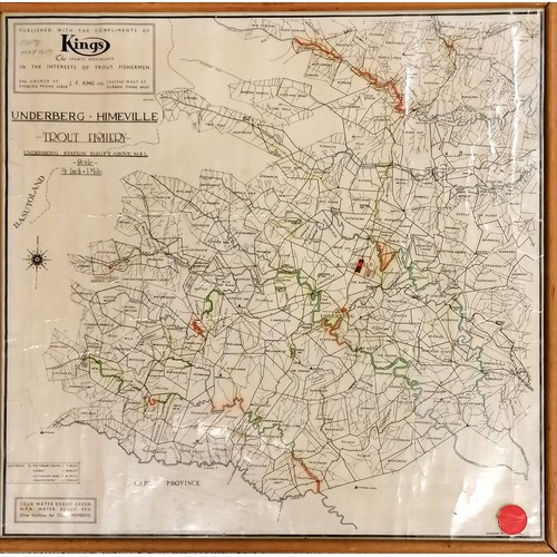 632 - 2 x framed fishing maps ~ Underberg Himeville trout fishery (19