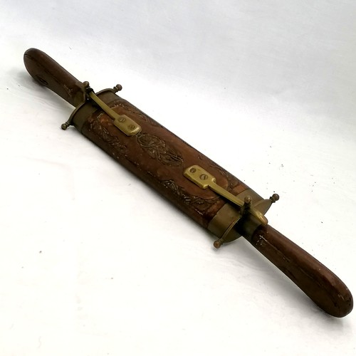 Antique Indian carving set in ornate hardwood & brass case length 18"