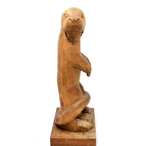 2 - Carved oak otter - height 57cm