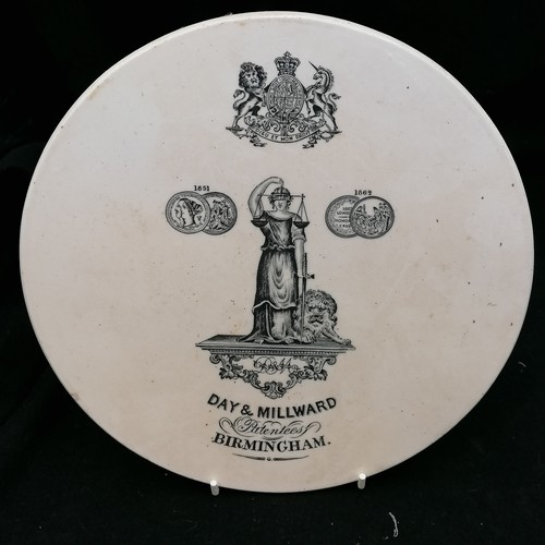 42 - 2 x antique circular dairy ceramic balance scale plates - 25.5cm diameter ~ 1 by Day & Millward and ... 