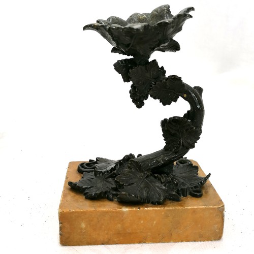 80 - Antique bronze urn on slate plinth (height 22cm) t/w antique bronze censor depicting winged figures ... 