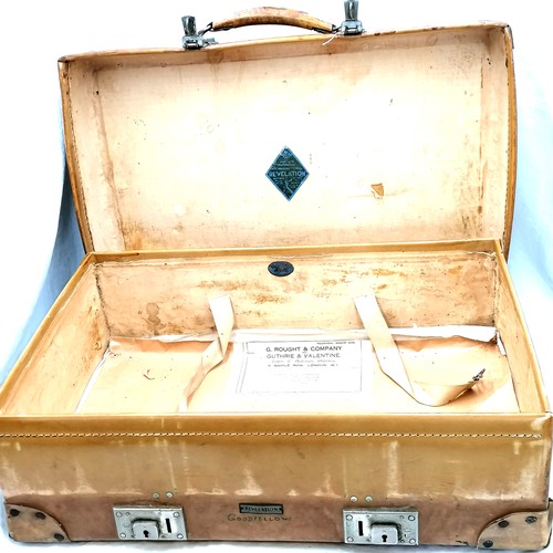 129 - Revelation vellum expanding suitcase (61cm x 37cm) In good used condition t/w leather writing case (... 