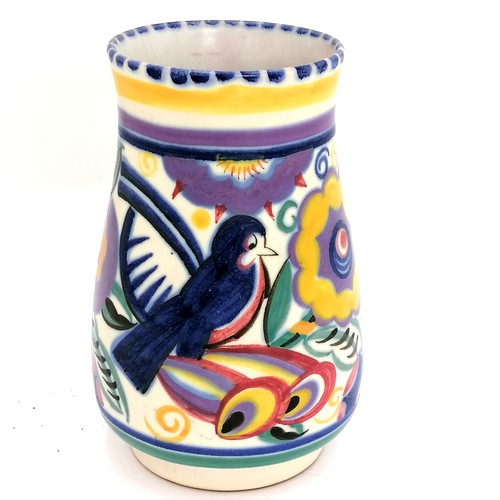 164 - 1925-34 Poole Truda Carter bird vase #204/QB with artists monogram - 15cm high ~ no obvious faults