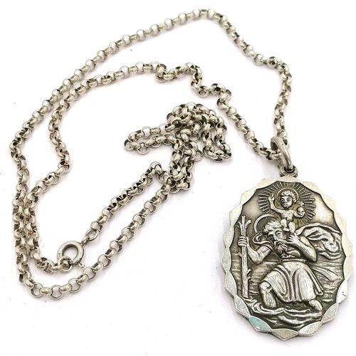 251 - Silver St Christopher (height 4cm) by Georg Jensen Ltd on a silver 58cm chain ~ weight 37g