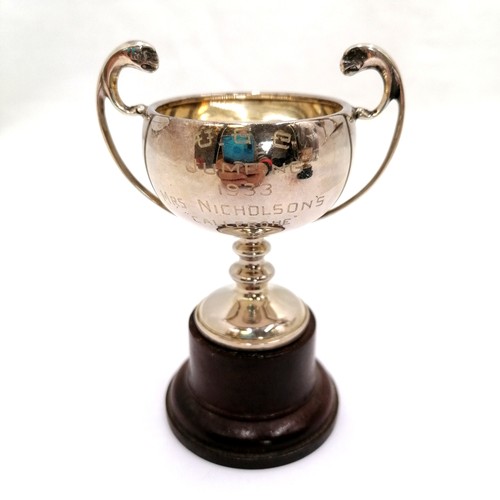 396 - 4 x silver trophy cups - largest 17.cm (has dents) - silver weight 413g