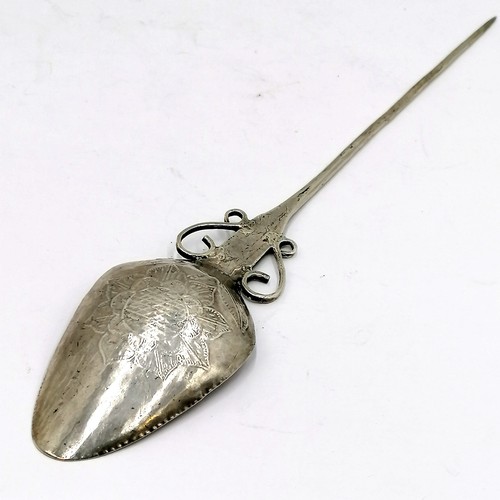 404 - Unmarked silver South American Gaucho cape pin spoon.