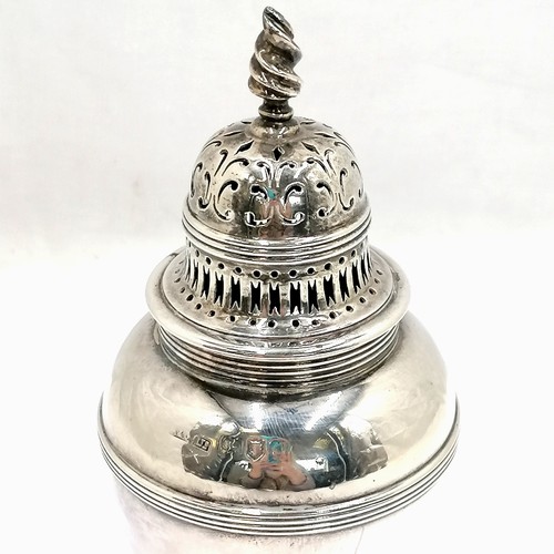 405 - Antique silver Asprey & Co Ltd urn shaped sugar caster 1909 (Rd 521059) - 17.5cm high & 223g. In goo... 