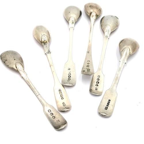 419 - 6 x antique (mostly Georgian) silver mustard spoons - 92g - longest 13cm