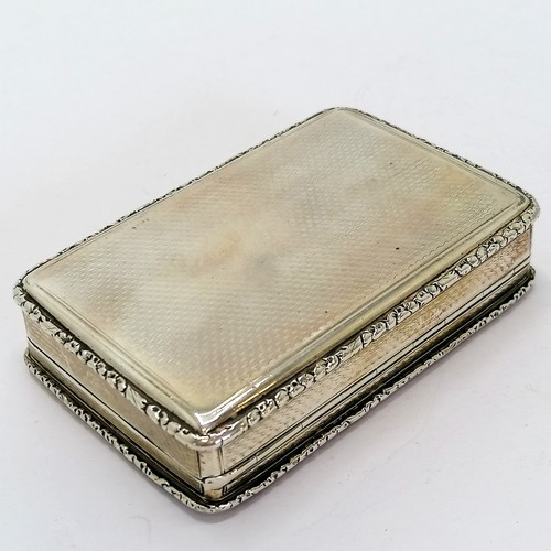 433 - 1851 silver table snuff heavy gauge box by W.E with dedication to interior (presented to Mr C Baker,... 