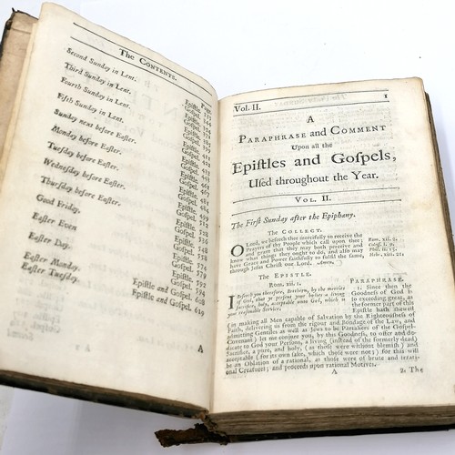 466 - 1705 book - A Paraphrase And Comment Upon The Epistles And Gospels Vol II by George Stanhope - has d... 