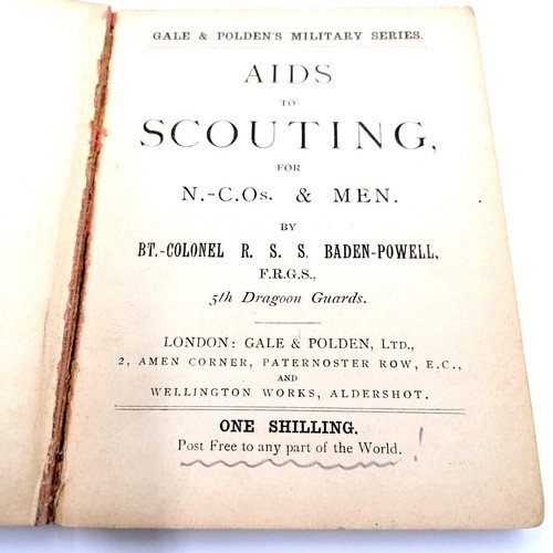 469 - 2 x Boy Scout books ~ Aids to Scouting by Bt.-Colonel R S S Baden-Powell (has sellotape inside front... 