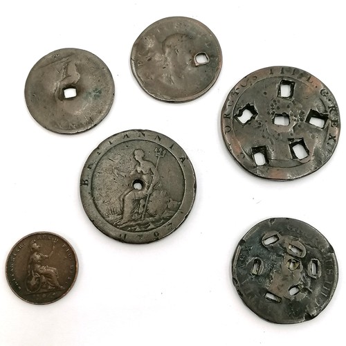 500 - 6 late 18th century counter stamped coins