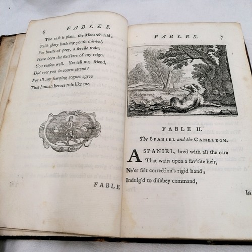 505 - Fables by the late Mr Gay, set of 2 books 1737/1742
 - both rebound & have C Hargitt Johnson (Thorng... 