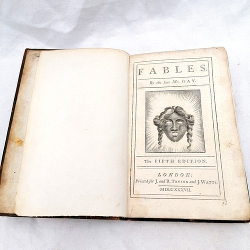 505 - Fables by the late Mr Gay, set of 2 books 1737/1742
 - both rebound & have C Hargitt Johnson (Thorng... 