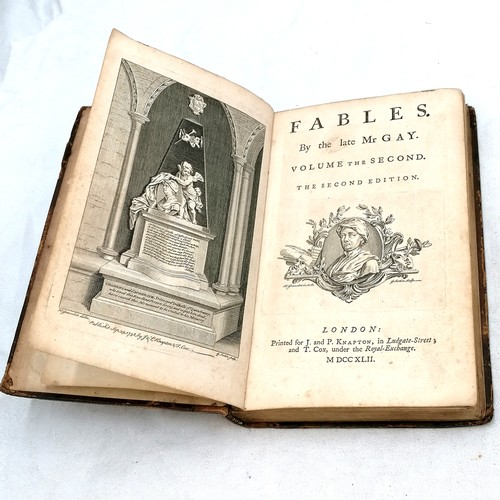 505 - Fables by the late Mr Gay, set of 2 books 1737/1742
 - both rebound & have C Hargitt Johnson (Thorng... 