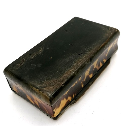 519 - Antique continental large tortoiseshell table snuff box with moulded scene to top depicting a courti... 