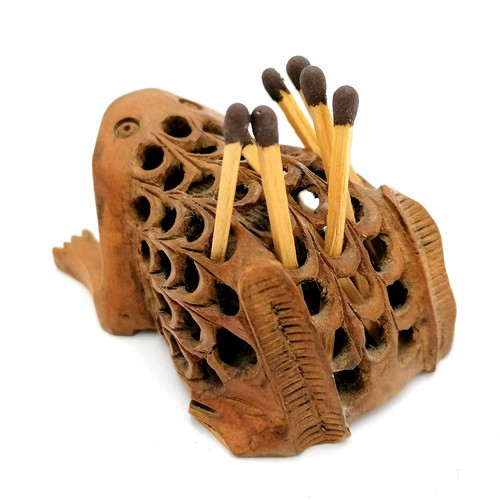 520 - Novelty wooden match striker in the form of a toad with internal toad - 7cm long