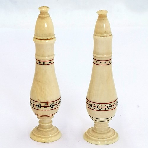 541 - Antique ivory 2 x eastern perfume droppers - 8cm