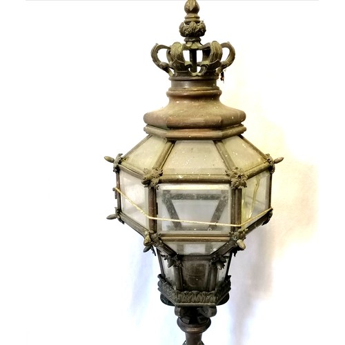 622 - Pair of bronze lanterns - height 95cm (some glass a/f) ~ originally made for the outside of the Russ... 