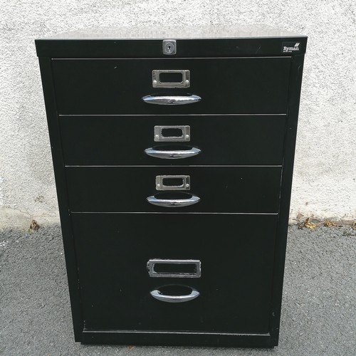 638 - Black metal Rymans filing cabinet. In good condition