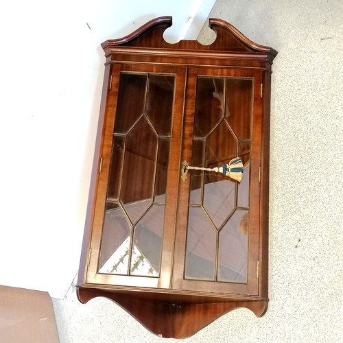 642 - Mahogany glazed corner cabinet - 107cm high 63cm width