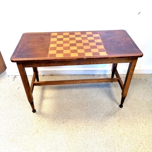 647 - Antique mahogany commode, chessboard coffee table (76cm x 37cm x 49cm high) & mahogany hall chair