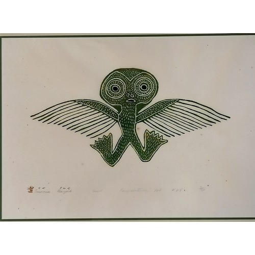 652 - Inuit owl print t/w Canada geese print by Murgitok