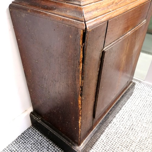 653 - Antique Sherborne oak cased grandfather clock by John Bishop. Some old worm to the base of the case.... 