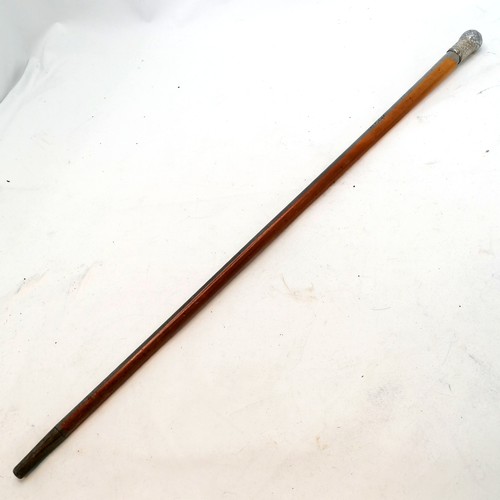 674 - Malacca walking cane with unmarked silver knotted design handle - 78cm long