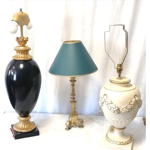 702 - 3 table lamps (2 with shades) - tallest 78cm