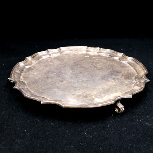 703 - Cassetti plated & wooden serving platter - 52cm wide t/w Walker & Hall footed salver - 30cm diameter... 