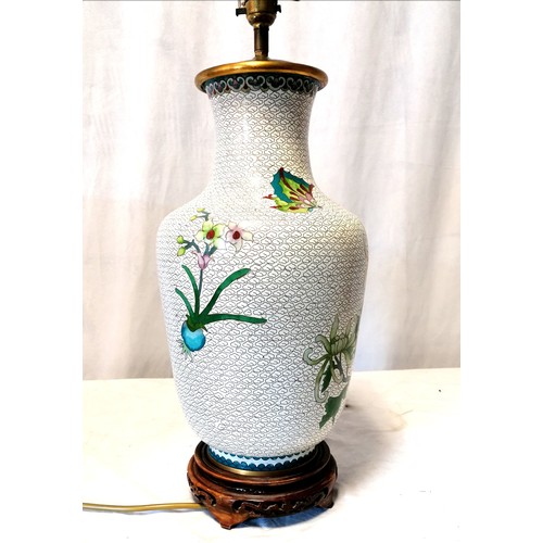 708 - Cloisonne lamp (with shade) - total height 77cm