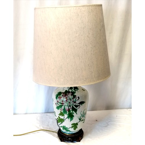 708 - Cloisonne lamp (with shade) - total height 77cm