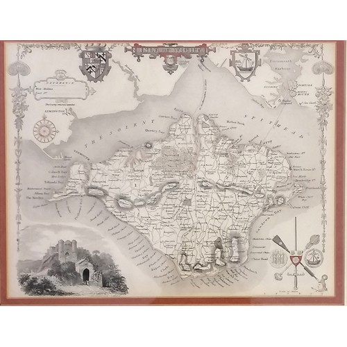 714 - Antique framed map of Isle of Wight by J Briddon - 86.5cm x 65cm t/w a smaller map of Isle of Wight
... 