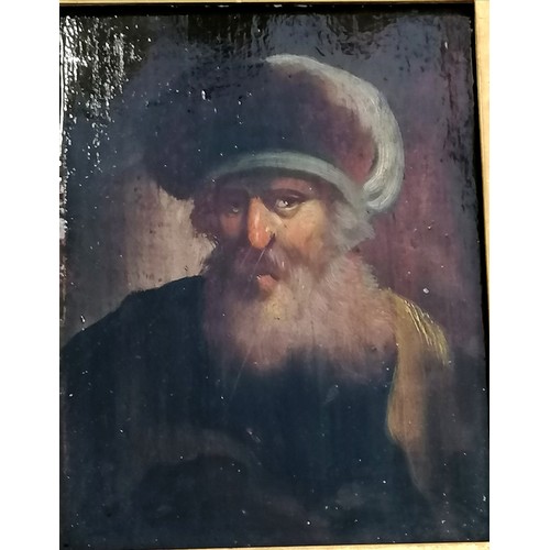 715 - 19th century oil on panel of a middle eastern gentleman in it's original gilt frame - 30cm x 35cm