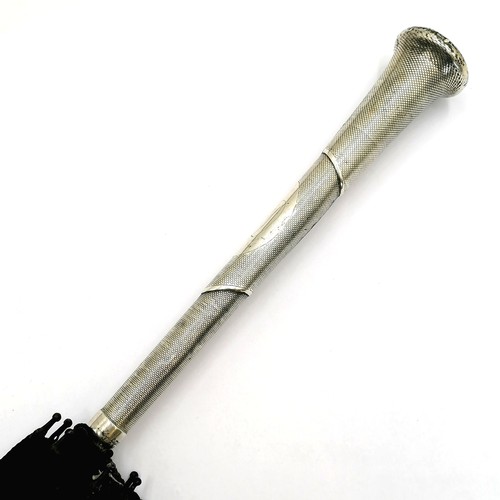 742 - Silver handled parasol t/w a bamboo shooting stick