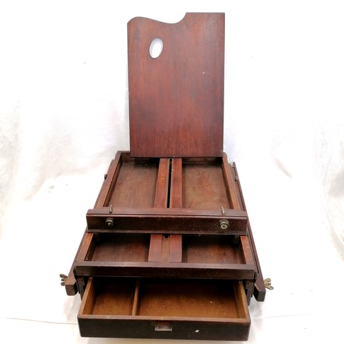 747 - Jullian Brevete mahogany metamorphic / travelling / campaign artist easel with brass fittings. In ov... 